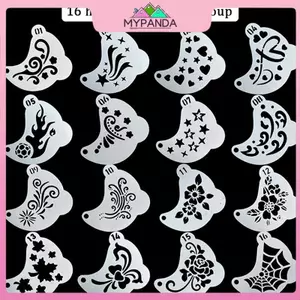 MYPANDA 16 Cái Tranh Vẽ Mặt Hình Xăm Stencil DIY Vẽ Tay Tranh Lông Mày Hình Xăm Bản Mẫu Tiệc Khiêu Vũ Dụng Cụ Trang Điểm Làm Đẹp Stencil.