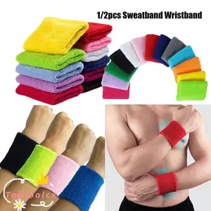 TOPTOOLCX 1 / 2 Chiếc Thể Thao Mồ Hôi Màu Trơn Nẹp Quấn Vệ Sinh Unisex Mềm Mại Thoải Mái Tập Gym Mồ Hôi Dây Đeo Tay