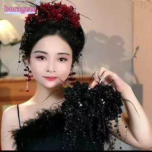 BORAGETE Nắm Kẹp, Vuốt Tóc Nhựa Kim Sa Lấp Lánh, Tua Rua Thời Trang Hoa Mẫu Đơn Kẹp Cá Mập Nữ