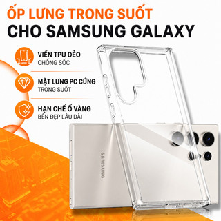 Ốp lưng Samsung Galaxy S22 S23 S24 S25 S26 Plus Ultra S26 Edge trong suốt chống sốc không ố vàng