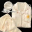 Bộ đồ ngủ gồm áo cardigan dài tay, quần dài có đệm ngực, phong cách ngọt ngào họa tiết mây nhăn, bộ hai món mặc nhà