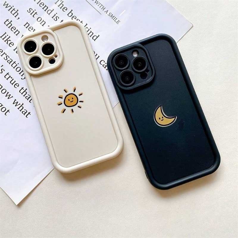 Ốp In Hình Mặt Trăng Và Mặt Trời Họa Tiết Dễ Thương Cho Samsung S26 FE S26 S25 S24 Ultra S23 S22 Plus S25FE S22Ultra Ốp Lưng Silicon Mềm Chống Sốc