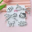 Set Charm 6 Món Hello Kitty Nơ Đôi Bạc Chấm Bi Cao Cấp – Cá Nhỏ Kawaii Trang Trí Dép 3D Dễ Thương