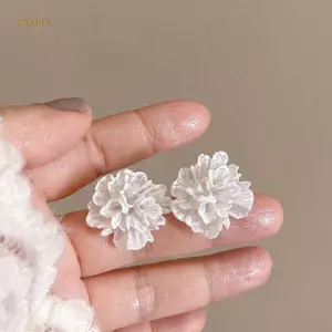 PNPIA- Mới Lớn Hoa Trắng Bông Tai Nữ Cá Tính Thời Trang Thiết Kế Độc Đáo Cưới Trang Sức Quà Tặng Sinh Nhật