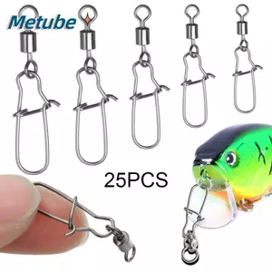 METUBE 25 Cái Đầu Nối Tám Vòng Móc Cá Mồi 8 Từ Vòng Xoay Giải Quyết Câu Cá Khóa Pin Thép Không Gỉ Snap