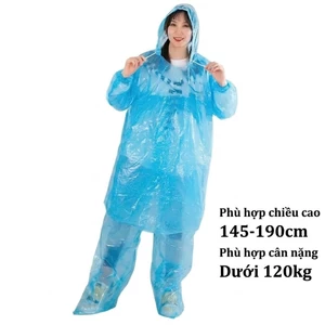 Bộ quần áo mưa nilon màu xanh dương tiện ích, Áo mưa bộ tiện ích cho người lớn và trẻ em
