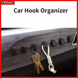 Giá đỡ lưu trữ nội thất YRBWD, Phụ kiện ô tô Móc xe hơi ABS, Móc bảng điều khiển tự dính PC đa năng màu đen cho tai nghe 10 chiếc