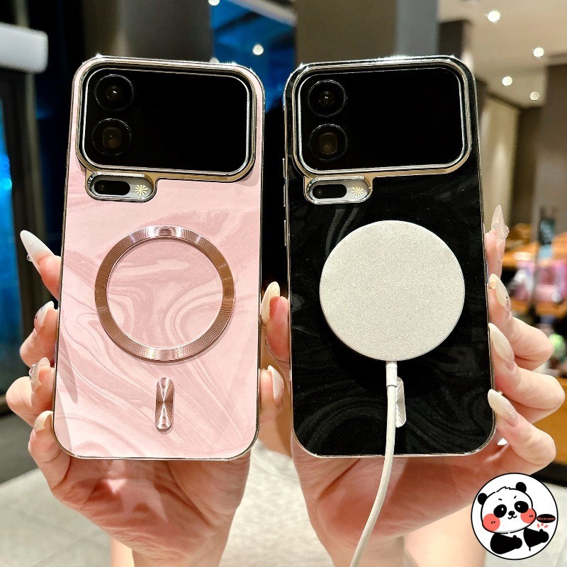 Vỏ Từ Tính Moiré Thanh Lịch Cho Vivo V40 V30 Pro T3 Ultra X200 X100 Pro X100s X80 5G 4G Vỏ Sạc Không Dây Da Sang Trọng Đơn Giản Mềm Mại Vỏ Điện Thoại Kinh Doanh