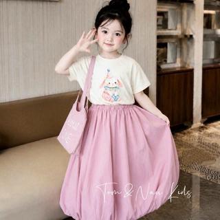 S229-[tomnaukids][KÈM TÚI] Set 3ct áo thun phối chân váy bí cho bé gái size từ 8-35Kg