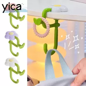 Móc túi YICA, Móc treo bàn không đục lỗ hình hoa, Móc lưu trữ máy tính để bàn có thể điều chỉnh dễ thương cho tai nghe văn phòng Ba lô