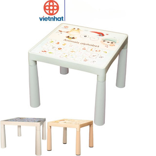 Bàn học sinh cho bé nhựa VIỆT NHẬT - Chân bàn xếp gọn, in hình chữ cái, động vật dễ thương - 1810-1