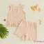 Bộ áo liền quần không tay cho bé gái mới biết đi + nơ vai và trang phục quần short phù hợp