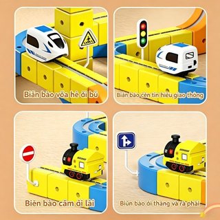 【BabyJoy】Bộ Đồ Chơi Xếp Hình Đường Ray Xe Lửa, ABS Không BPA, Phát Triển Trí Não, Quà Tặng Cho Trẻ