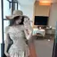 Đầm không tay hoa cổ điển một vai Mùa hè viền nấm Váy ôm vừa vặn Hot Girl eo hẹp chữ a S