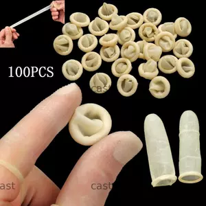 CAST 100 CÁI Nắp ngón tay Có thể tái sử dụng Găng tay cao su cao su tự nhiên