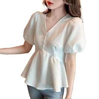 [Hàng mới về] Áo sơ mi voan nữ Váy mùa hè đẹp Áo sơ mi nhỏ hẹp thời trang giảm tuổi bụng tay ngắn