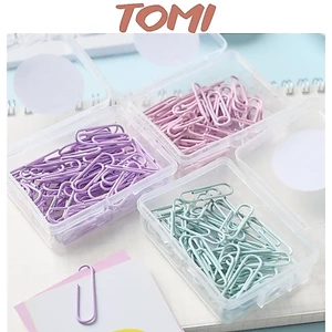 Kẹp Giấy Kim Loại TOMI Màu Macaron Có Kèm Hộp Đựng 036