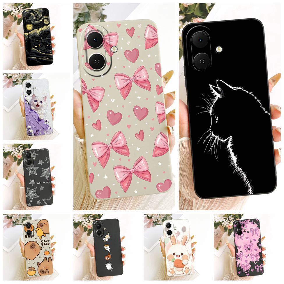 Dành Cho Tecno Spark Go2 KM4 Dành Cho Tecno Spark Go 2 Vỏ Mèo Dễ Thương Sang Trọng Thời Trang Tình Yêu Ngộ nghĩnh Sơn Vỏ Silicon Chống Sốc