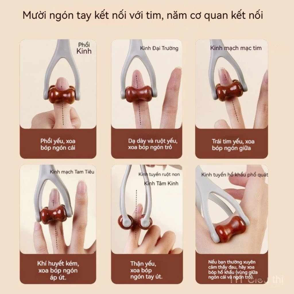 HuyDangSport Dụng cụ massage ngón tay thiết kế con lăn bằng gỗ nguyên khối giúp kích thích huyệt đạo giảm đau mỏi DC001