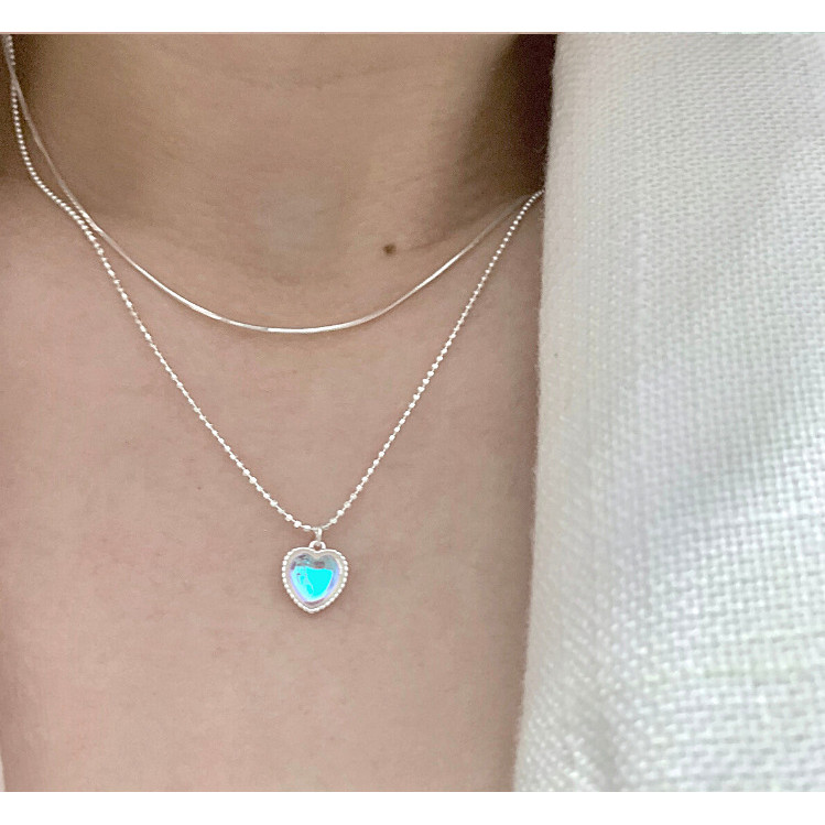Vòng cổ hai lớp bằng bạc nguyên chất Aurora Heart