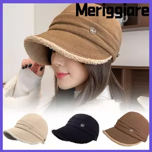 Mũ ngư dân MERIGGIARE, Giữ ấm sang trọng Mũ xô, Mũ Panama chu vi đầu lớn chống gió có thể điều chỉnh thời trang dành cho nữ