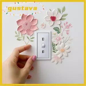 Nhãn dán tường công tắc GUSTAVA, Nhãn dán chống nước hoa đẹp DIY, Nhãn dán trang trí nhà cửa có thể tháo rời PVC Phòng ngủ Phòng tắm Phòng khách