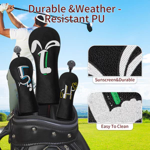 Chất Lượng Cao Đen Golf Gỗ Cover Love Note Thêu Đầu Vỏ Bảo Vệ Unisex Bóng Đầu Nắp Bao