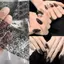 Cod 10 cuộn màu đen trắng đỏ ren hoa móng tay nghệ thuật chuyển lá dán