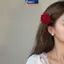 MAKY Retro Đỏ Hồng Hoa Hồng Sang Trọng Thanh Lịch Thời Trang Kẹp Tóc Bên Kẹp Tóc Phụ Kiện Tóc VN