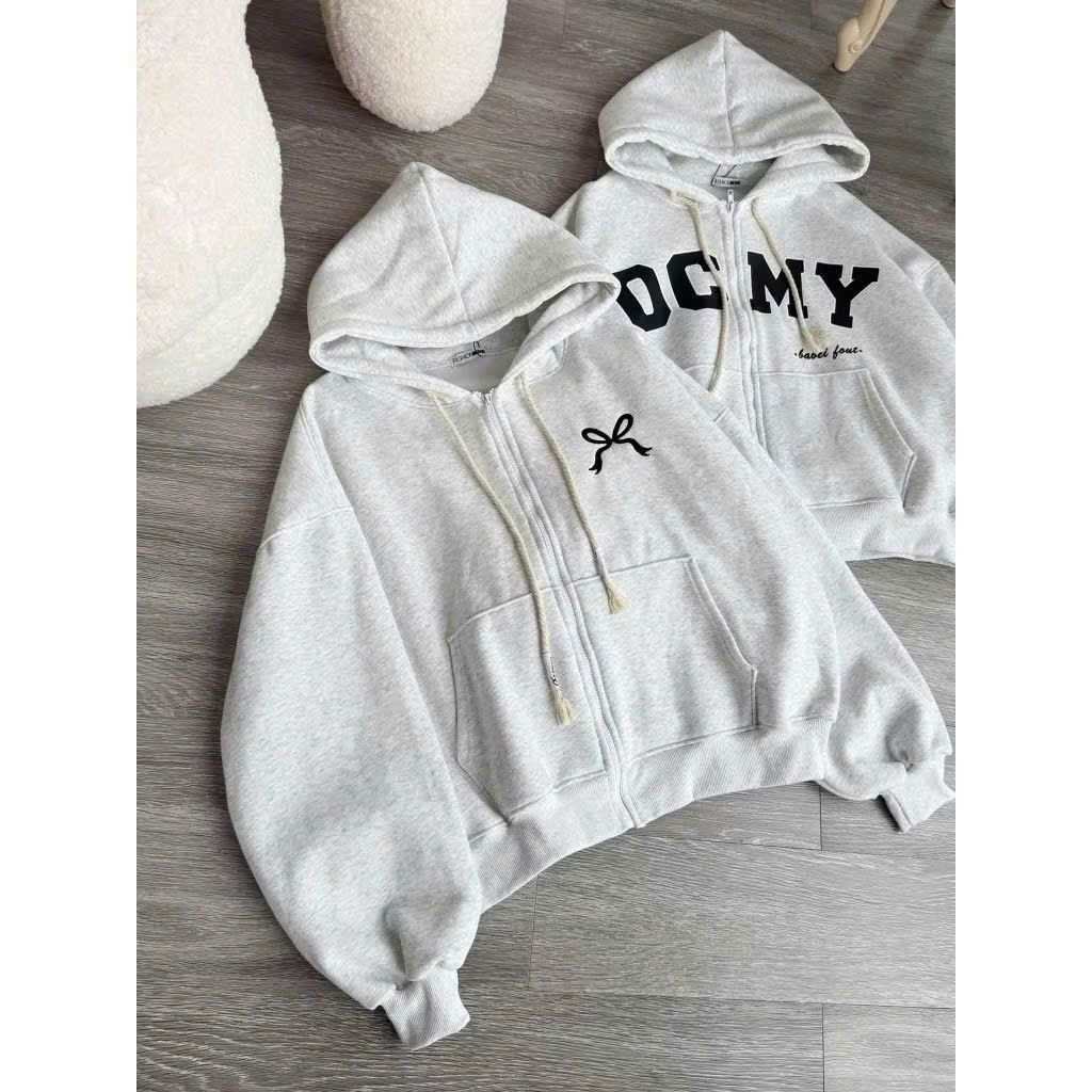 ÁO KHOÁC NỈ KHOÁ KÉO FORM RỘNG DÁNG DÀI UNISEX NAM NỮ MÀU XÁM TIÊU-fhgtdgergtr