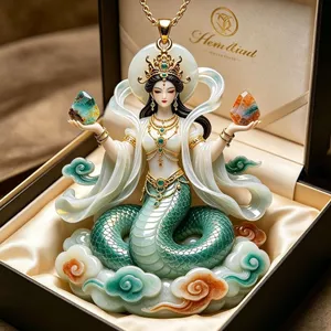 Lingwa Bổ sung Mặt dây chuyền vòng cổ kim loại Tianpei Nuwa Phong cách Trung Quốc Ánh sáng Mặt dây chuyền sang trọng Người bảo vệ Quà tặng tiết kiệm cho chuỗi trang trí gia đình 2026-6-26