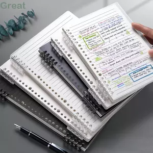 Notepad TUYỆT VỜI, Trang bên trong ngang / lưới Sổ tay lá rời có thể tháo rời, Đa chức năng 60 tờ A4 / A5 Nhật ký trong suốt Sách Văn phòng trường học