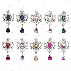 Trâm cài đám cưới PYCOU, Chất liệu hợp kim Thiết kế kim cương giả Trâm cài cô dâu, Nút kim cương Màu bạc Mặt sau phẳng DIY Thủ công Mặt dây chuyền kim cương giả Dự án thủ công