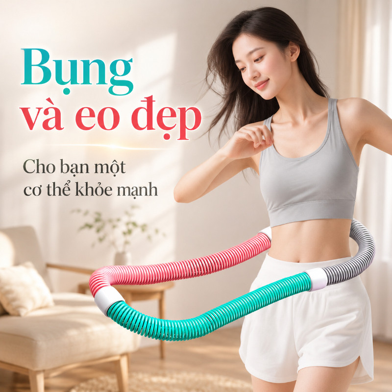 Vòng Lắc Eo Lò Xo Mềm Giảm Mỡ Bụng, Chất Liệu PVC An Toàn, Giảm Mỡ Bụng, Eo Thon Săn Chắc, Tập Gym Yoga Tại Nhà