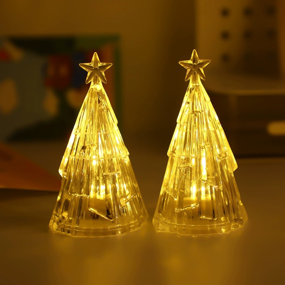 Trang trí Giáng sinh Cây thông Noel phát sáng Đèn ngủ pha lê Trang trí máy tính để bàn