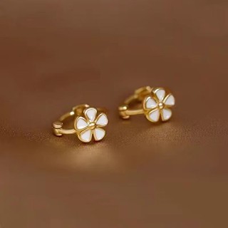 Bông tai nhẫn hoa cúc vàng 18K dành cho nữ - Không gây dị ứng