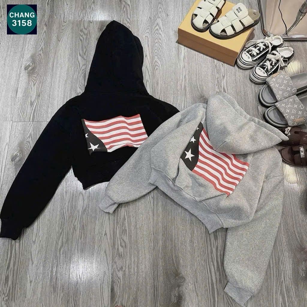 Áo khoác nỉ unisex tay phồng - biểu tượng lá cờ Mỹ, xu hướng mới cho cả nam và nữ.-chang3158