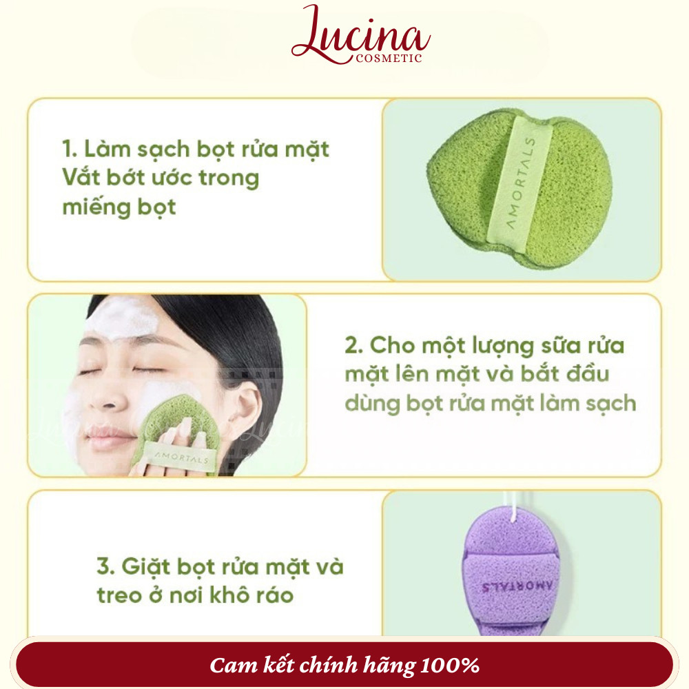 Mút Rửa Mặt Bọt Biển Hình Giọt Nước AMORTALS Mềm Mại, Làm sạch Sâu, Thiết Kế Thông Minh  IS44