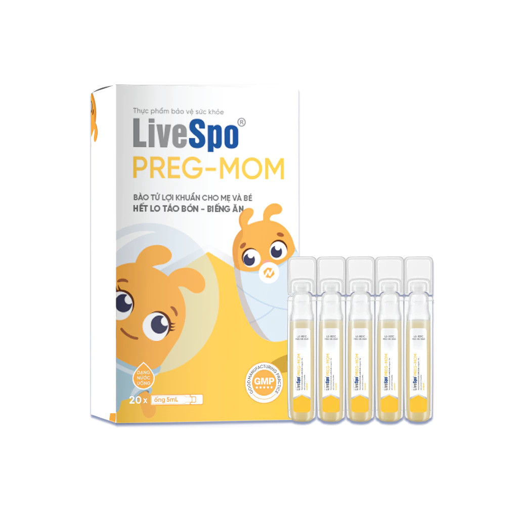 LiveSpo Pregmom (20 ống) - Men vi sinh bào tử lợi khuẩn cho bé táo bón, biếng ăn, rối loạn tiêu hóa