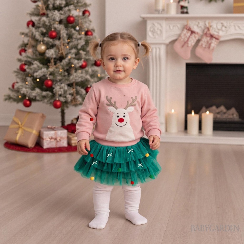 1-6 Tuổi Trẻ Em Basby Girl Váy Tuyn Nhiều Màu Sắc Sang Trọng Bóng Và Nơ Trang Trí Tầng Một Váy Cho Tiệc Giáng Sinh