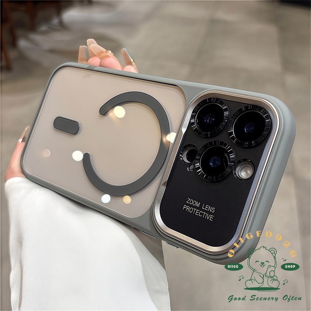 【 Ốp lưng iPhone17 】 Vỏ điện thoại acrylic từ tính da cam iphone17 Pro Max 16 15 cho vỏ iPhone Vỏ mềm silicon TPU chống sốc