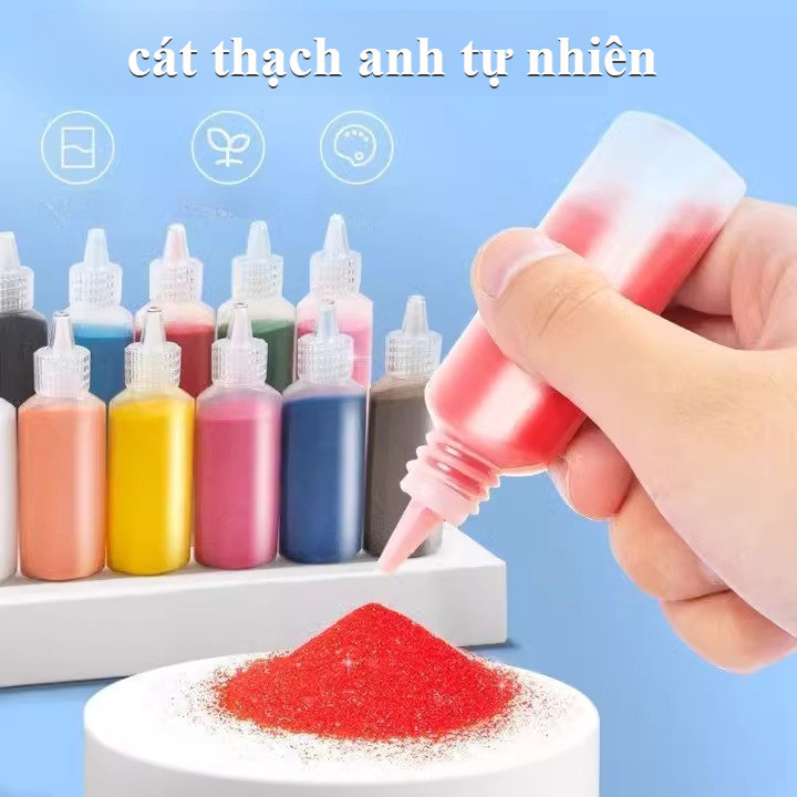 Hộp 20 Tranh Cát Tô Màu Cho Bé + 12 Chai Cát Màu, 20 Mẫu Tranh Không Trùng Lặp, Giúp Bé Thỏa Sức Sáng Tạo