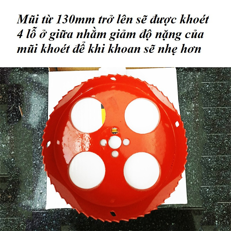 Mũi Khoét Lỗ Tròn 60mm, 90mm, 110mm, Có Mũi Khoan Định Tâm, Chất Liệu Thép Gió HSS, Dùng Cho Các Loại Máy Khoan Đầu Kẹp,