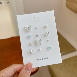 Misa Ngọt Ngào Opal Trái Tim Bông Tai Bộ Dành Cho Nữ Cô Gái Hình Học Tinh Tế Tình Yêu Ngọc Trai Bông Tai Trang Sức Quà Tặng