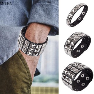 Misa Độc Đáo Đinh Tán Stud Rộng Còng Punk Gothic Rock Unisex Lắc Tay Vòng Tay Nam Trang Sức