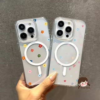 Ốp Điện Thoại Sạc Không Dây Từ Tính Trong Suốt Cho OPPO Find X8S X8 X7 Ultra X6 X5 X3 Pro Lite Neo 5G 4G Vỏ Trái Tim Hoa Nhỏ Dễ Thương Bảo Vệ Ống Kính Ốp Lưng Chống Sốc