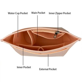 HOMELYHUB Ví Lót Nỉ Dung Tích Lớn, Túi Chèn Hỗ Trợ Túi Xách, Nhiều Ngăn Lưu Trữ, Tổ Chức