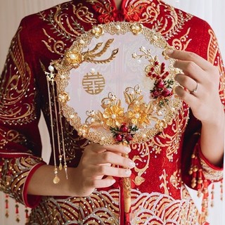 Phong Cách Cổ Nhóm Quạt Cô Dâu Cưới Xiuhe Đám Cưới Trung Quốc Xiuhe Quần Áo Xi Fan Bó Hoa Tự Làm Hoàn Thành Quạt 25.9.28