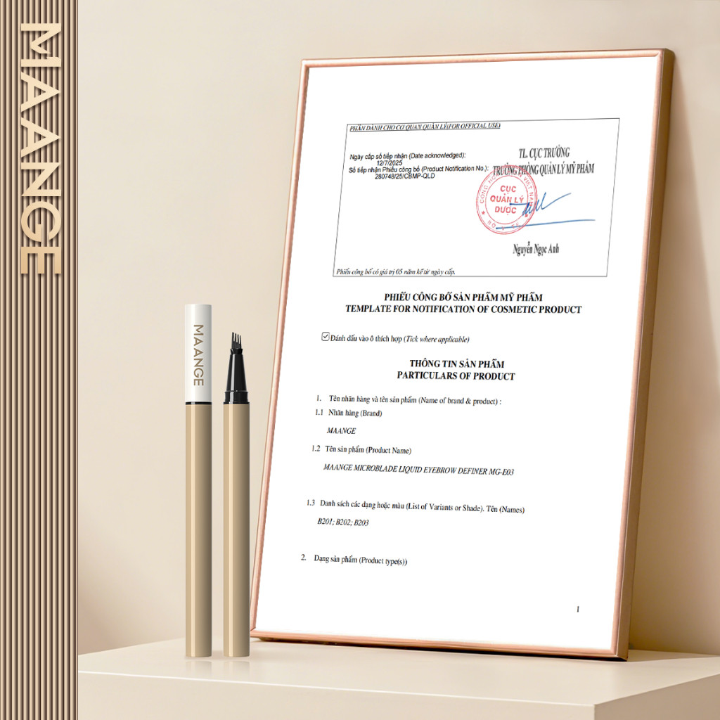 MAANGE Bút Kẻ Mày phẩy sợi 4 nhánh bền màu chống thấm nước 0.5g MG-E03