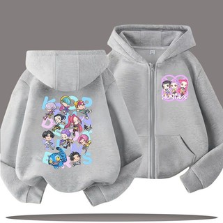 Trẻ Em Kpop Demon Hunters Áo Khoác Zip Up Áo Anime Hoạt Hình In Hình Thời Trang Áo Khoác Thường Ngày